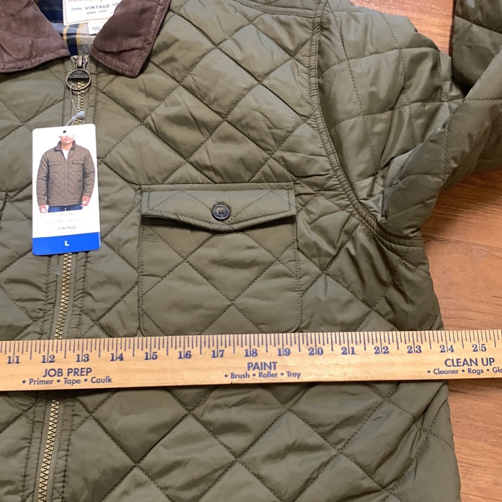 NWT Weatherproof Quilted Olive Green Men's Jacket with Contrast Collar - Picture 3 of 6